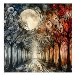 Forest trees under Full Moon Acrylic Print