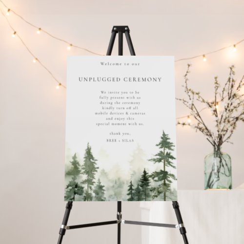 Forest Trees Unplugged Ceremony Wedding Sign