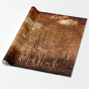 Forest Trees Vintage Grunge Rustic Texture Clouds Wrapping Paper