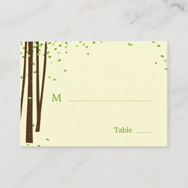 Forest Trees Wedding Flat Place Cards (Front)