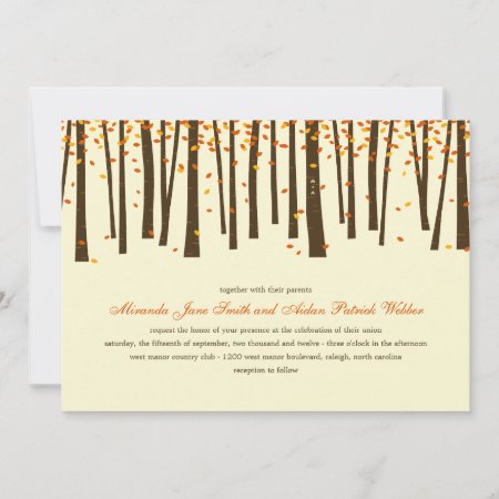Forest Trees Wedding Invitation - Orange -