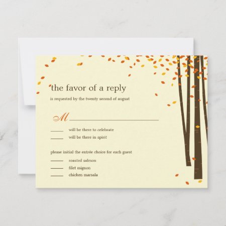 Forest Trees Wedding Rsvp Cards - Orange -