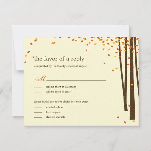 Forest Trees Wedding RSVP cards - Orange -