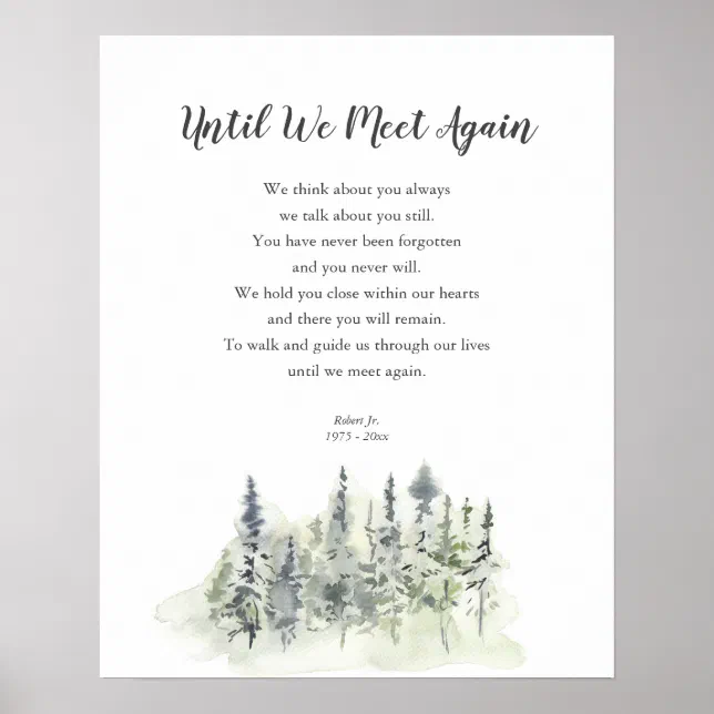 Forest Until We Meet Again Memorial Poem Poster | Zazzle