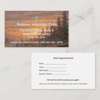Forest Veterinary Appointment Reminder Card