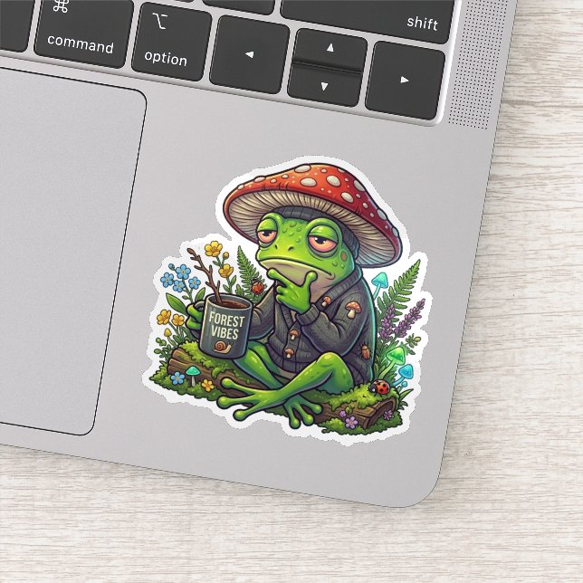 "Forest Vibes Frog Sticker" Sticker (Detail)