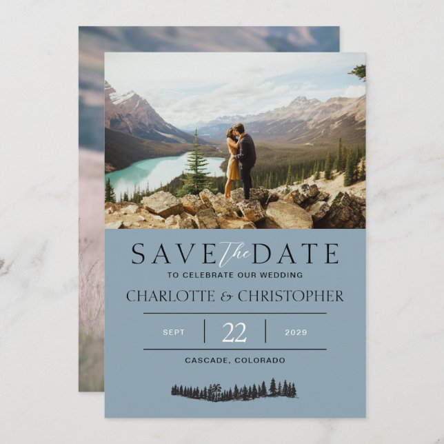 Forest Vibes Photo Save The Date (Front/Back)