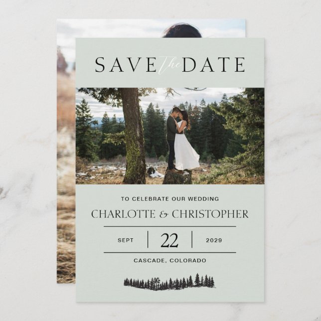 Forest Vibes Photo Save The Date (Front/Back)