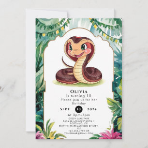 Forest Viper Snake Birthday Invitation