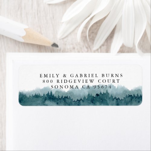 Forest Watercolor Couple Return Address Label