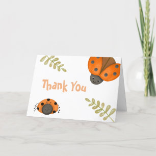 Forest Watercolor Little Ladybug Baby Shower Letterpress Thank You Card