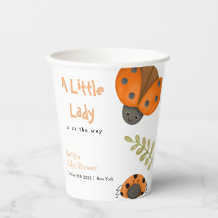 Forest Watercolor Little Ladybug Baby Shower Paper Cups