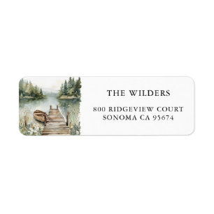 Forest Watercolor Mountain Lake Return Address Label