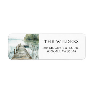 Forest Watercolor Mountain Lake Return Address Label