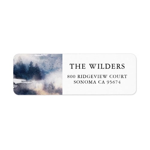 Forest Watercolor Mountain Woodland Return Address Label