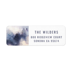 Forest Watercolor Mountains Return Address Label