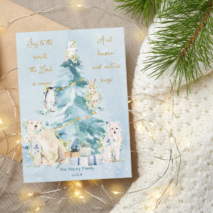 Forest Watercolor Snow Christmas Holiday Card