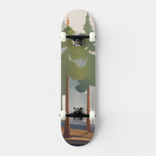 Forest Watercolor Soft Redwood Nature Aesthetic Skateboard