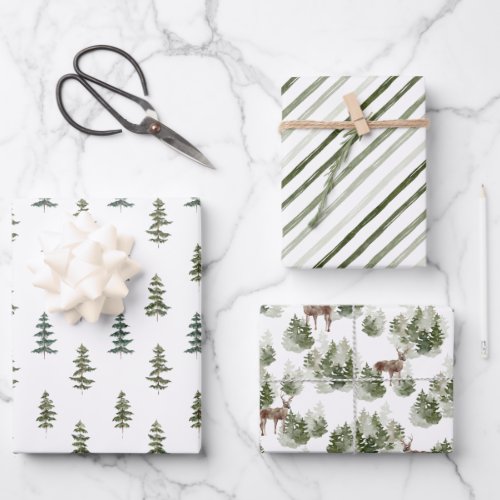 Forest watercolor theme patterns wrapping paper sheets