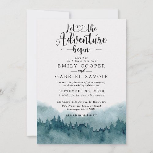 Forest Watercolor Wedding  Invitation