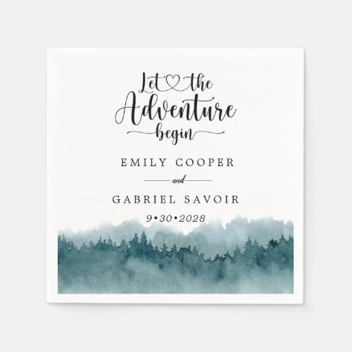 Forest Watercolor Wedding Napkins
