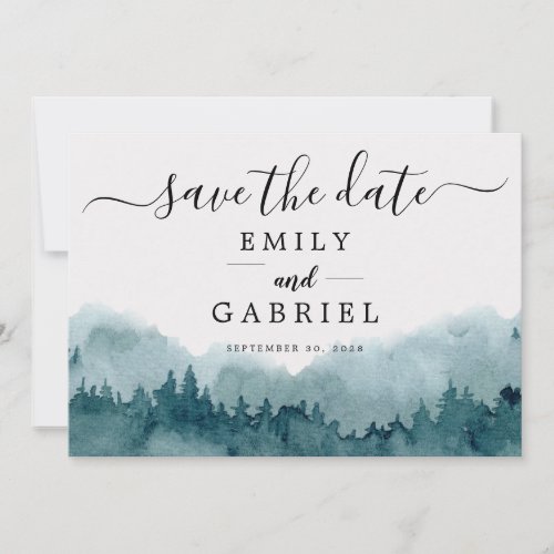Forest Watercolor Wedding Save The Date