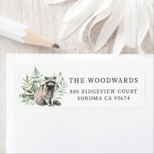 Forest Watercolor Woodland Raccoon Return Address Label
