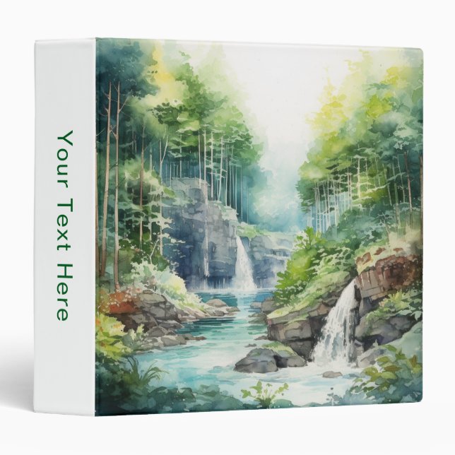 Forest Waterfall 3 Ring Binder (Front/Spine)
