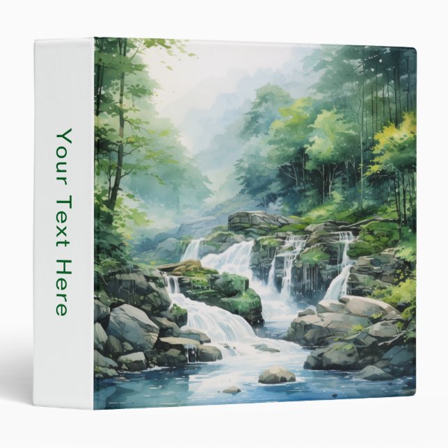 Forest Waterfall 3 Ring Binder (Front/Spine)