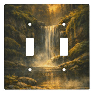 Forest Waterfall Double Toggle Light Switch Cover