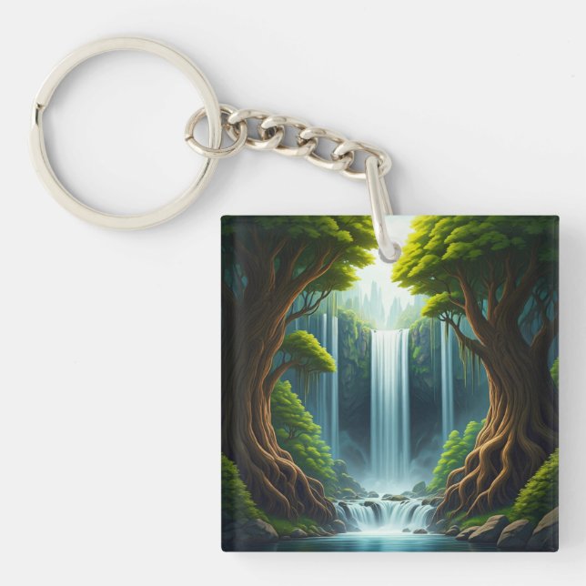 Forest Waterfall  Keychain (Front)