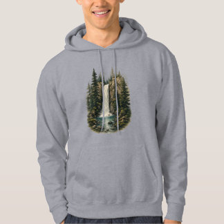 Forest Waterfall Landscape Pullover Hoodie