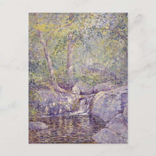 Forest Waterfall Painting Postcard