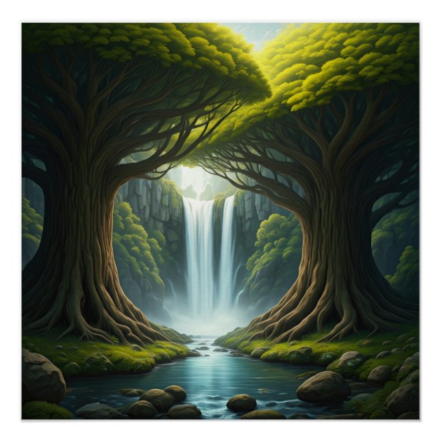 Forest Waterfall  Poster (Front)
