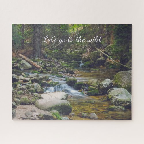 Forest waterfall poster jigsaw puzzle