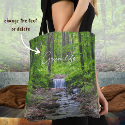 Forest waterfall  tote bag