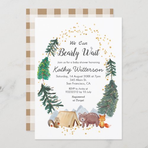 Forest We can bearly wait baby shower Invitation