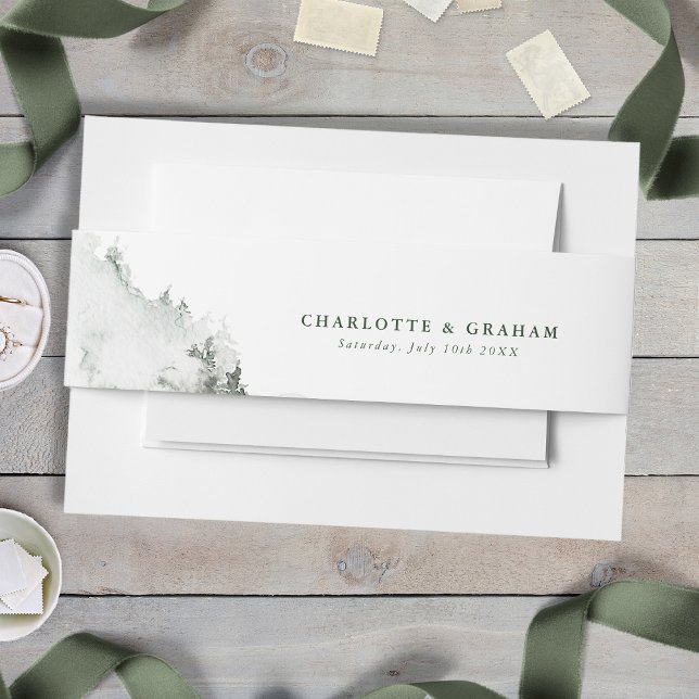 Forest Wedding Belly Band (Simple Minimalist Watercolor Forest Wedding Belly Band
)