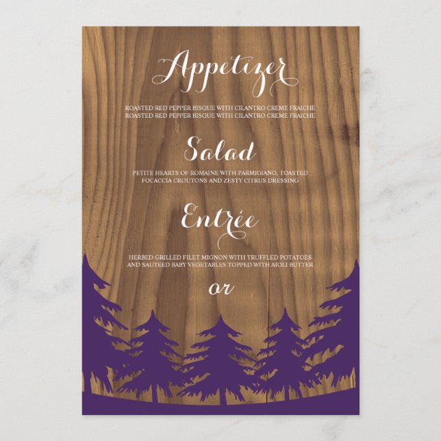 Forest Wedding Menu Cards (Front)