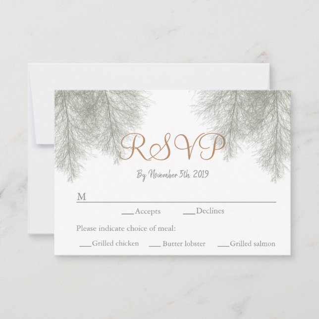 Forest Wedding Mountain Wedding A Winter Wedding RSVP Card (Front)