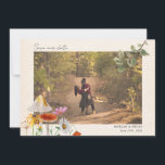 Forest Wedding Photo Save The Date<br><div class="desc">Wedding Save the date featuring forest themed illustrations of mushrooms,  wildflowers,  and tree branches.  Personalize the photo on front.</div>