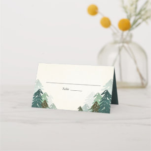 Forest Wedding Place Card Rustic Pine Evergreen