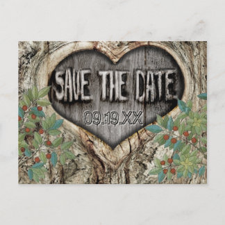 Forest Wedding Rustic Heart in Tree Save the Date Announcement Postcard