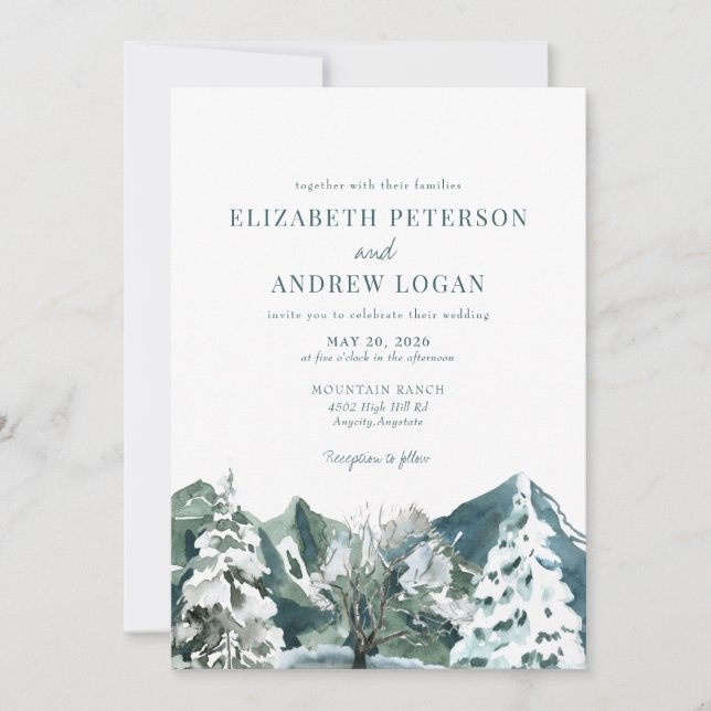Forest Wedding | Rustic Mountains  Invitation (Front)