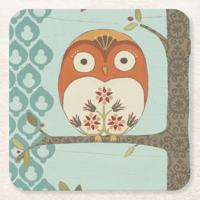 Forest Whimsy I Square Paper Coaster (Front)