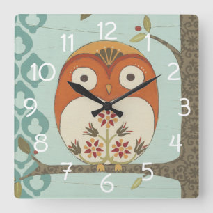 Forest Whimsy I Square Wall Clock