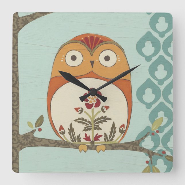 Forest Whimsy II Square Wall Clock (Front)