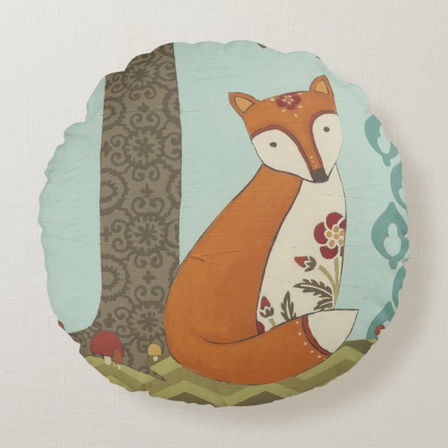 Forest Whimsy III Round Pillow (Front)