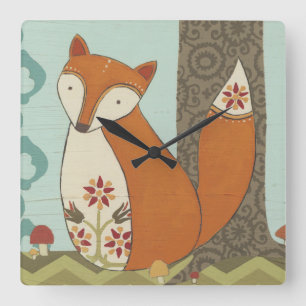Forest Whimsy IV Square Wall Clock