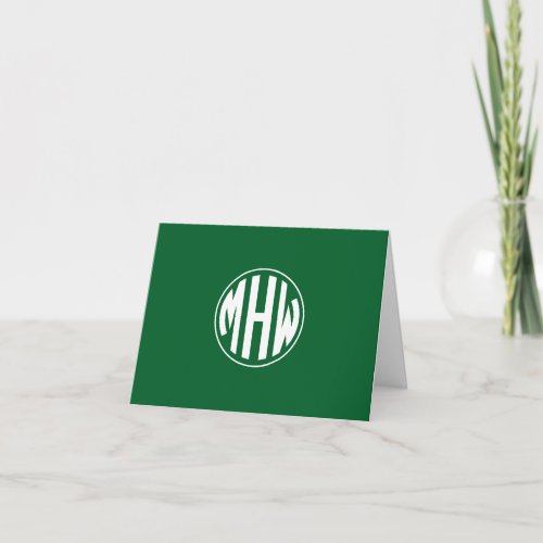 Forest White 3 Initial in a Circle Monogram DIY BG Note Card